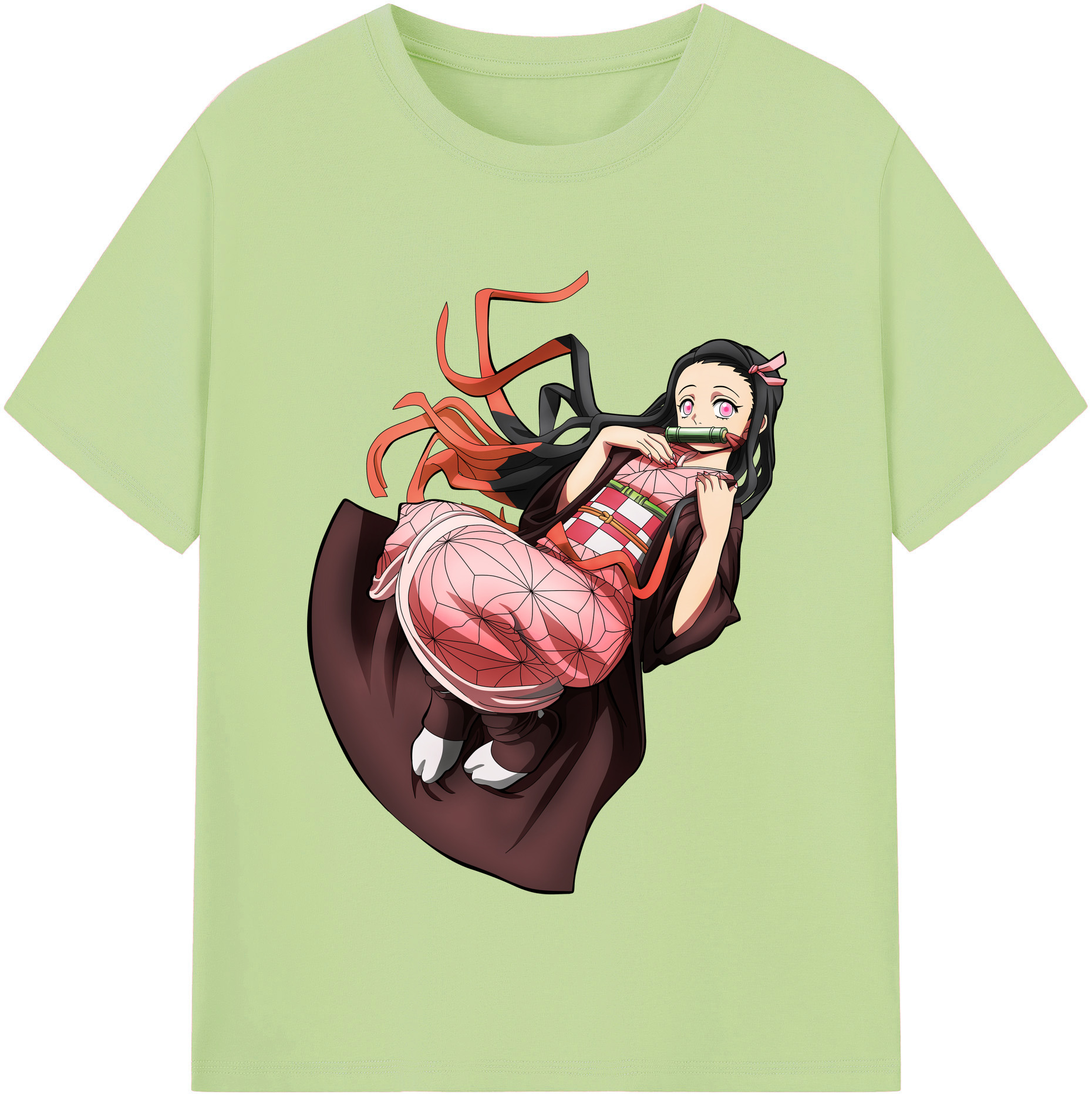 （画像用） 鬼滅の刃（きめつのやいば）竈門 禰󠄀豆子／かまど ねずこ Kamado Nezuko 綿100％半袖Tシャツ（フロントプリント）